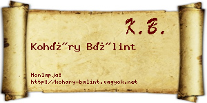 Koháry Bálint névjegykártya