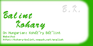 balint kohary business card